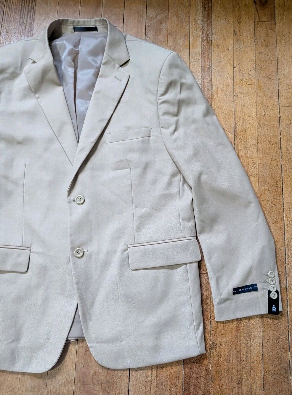 Braveman 2-Pc Suit Solid 2-Button Jacket 44R / Pants 38W Polyester NEW w/ Tags